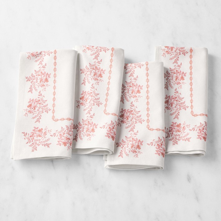 English Floral Napkins, Set of 4, Pink