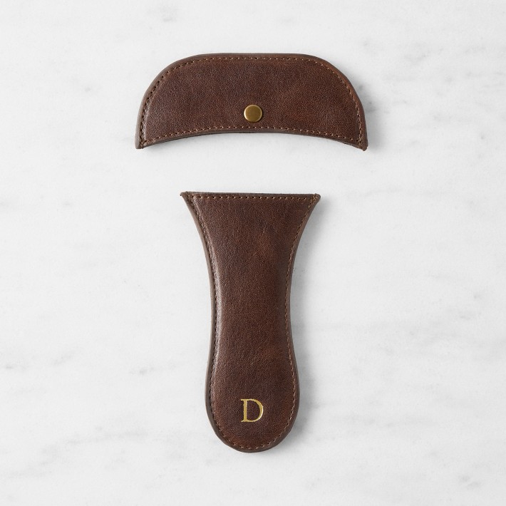 Lodge Blacklock Skillet Leather Handle Holder Set, Dark Brown