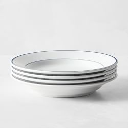 Apilco Tradition Porcelain Blue-Banded Soup Bowls, Set of 4