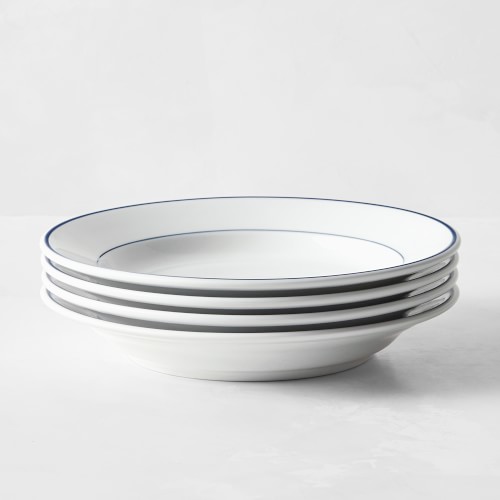 Apilco Tradition Porcelain Blue-Banded Soup Bowls, Set of 4