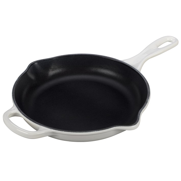 9” White Le Creuset Signature Enameled Cast Iron Skillet Fry Pan
