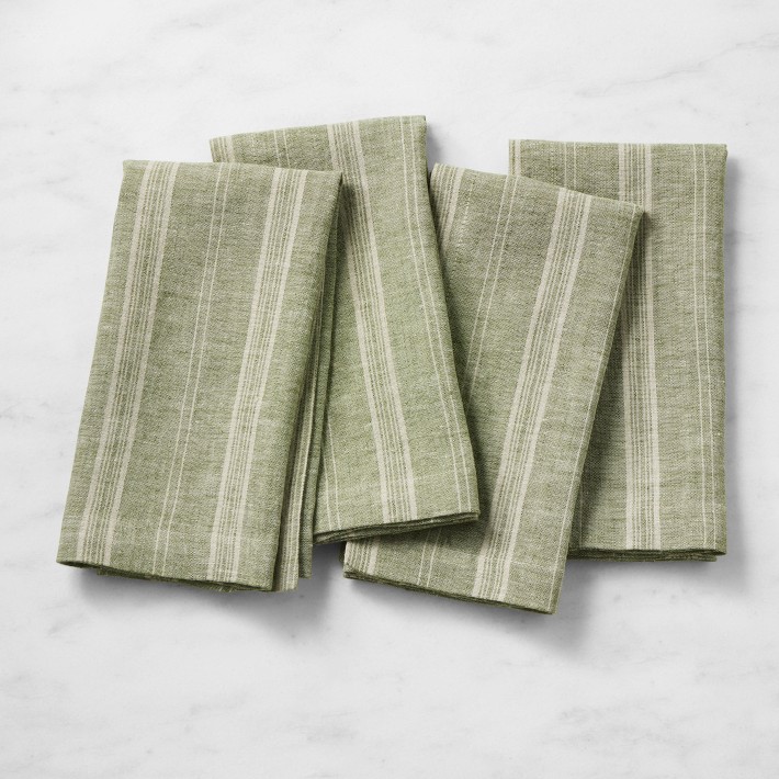 OPEN BOX: Provence Stripe Napkins, Set of 4, Green
