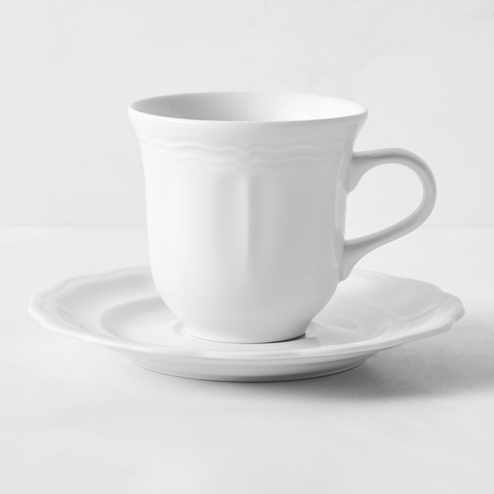 Pillivuyt Queen Anne Porcelain Cups & Saucers, Set of 4