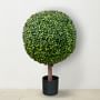 Faux Boxwood Ball Topiary, Indoor/Sheltered Outdoor, 33"