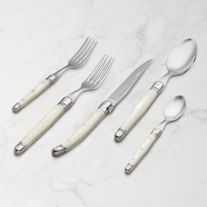 Jean Dubost Laguiole 5-Piece Flatware Set, Ivory