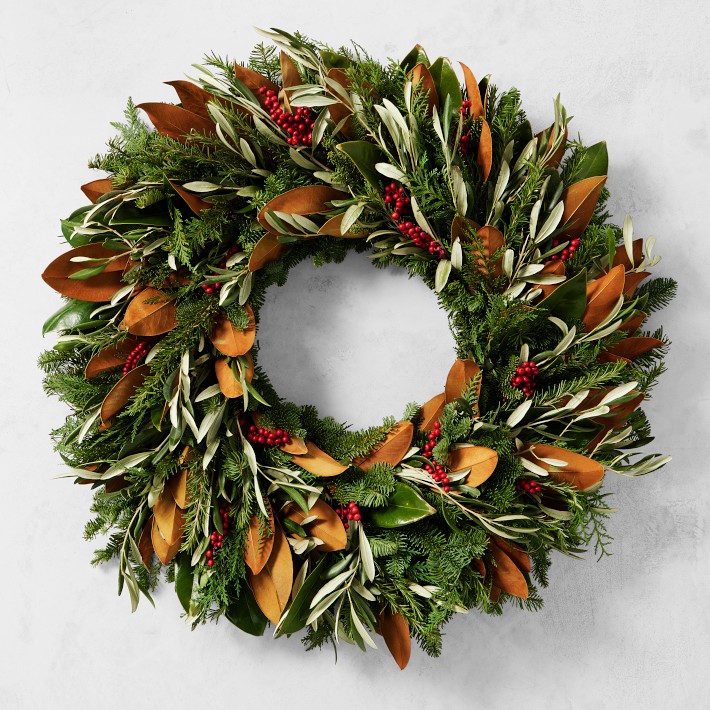 Jeff Leatham x Williams Sonoma Parisian Christmas Live Wreath &amp; Garland