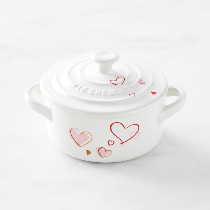 Le Creuset Stoneware Mon Coeur Mini Cocotte, 8-oz, White