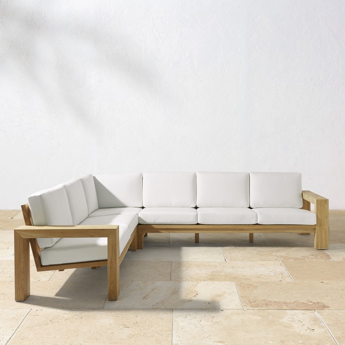 Larnaca Outdoor Natural Teak Customizable Sectional (62&quot;-90&quot;)