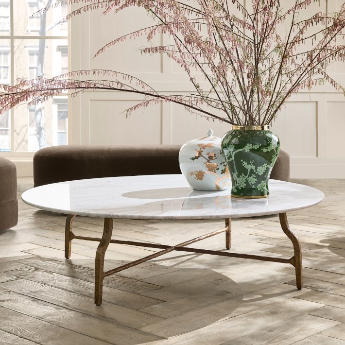 Azurra Hammered Metal Coffee Table (36&quot;-55&quot;)