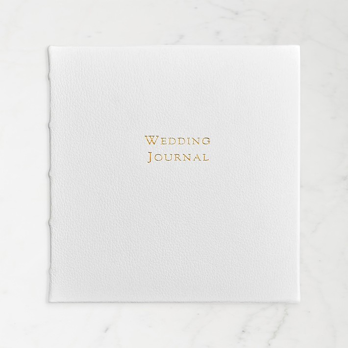 Wedding Journal with White Pebble Grain Leather