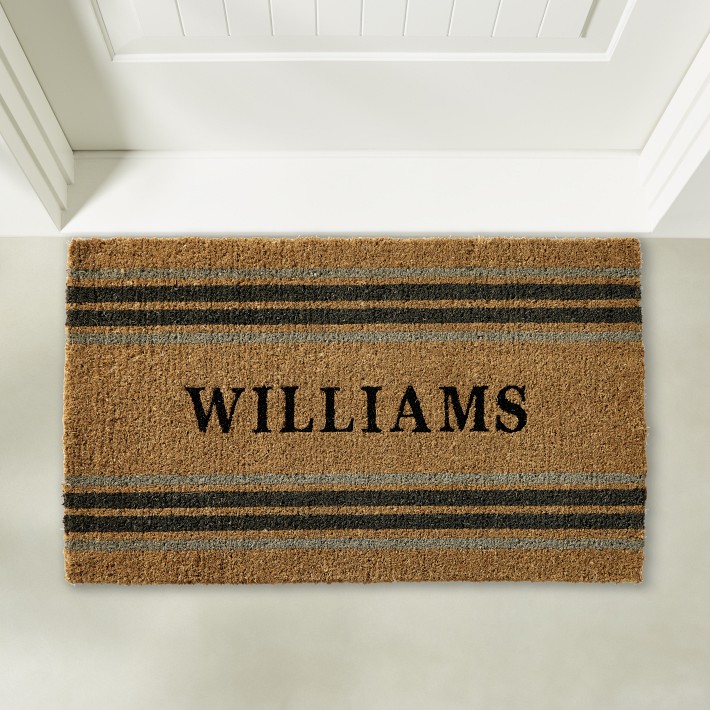 Hold Everything Multi Stripe Doormat personalized with “Watsons”