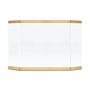 Modern Glass Three Panel Fireplace Screen, Brass