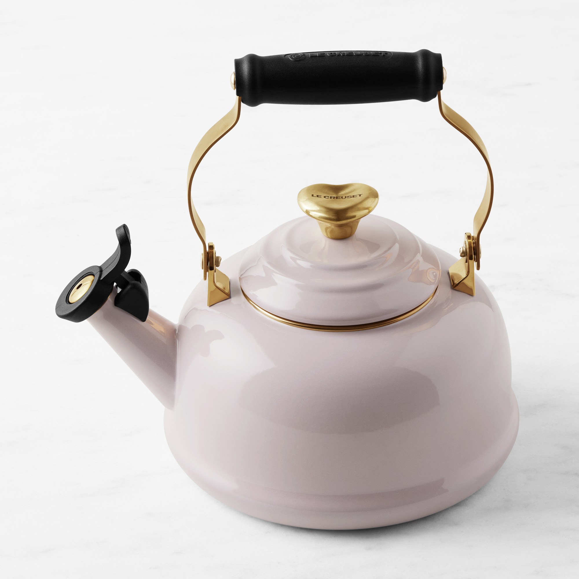 Le Creuset Classic Whistling Tea Kettle, Shallot with Heart Knob