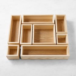 Hold Everything In-Drawer Modular Bins, Set of 8, Ashwood