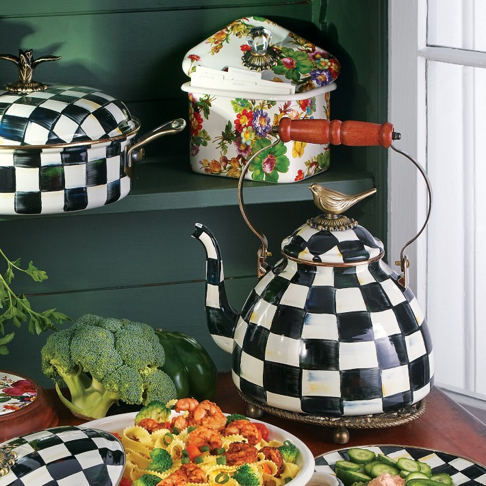 Mackenzie childs courtly check tea kettle best sale