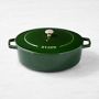 Staub Enameled Cast Iron Wide Oval Dutch Oven, 6 1/2-Qt., Basil with Brass Knob