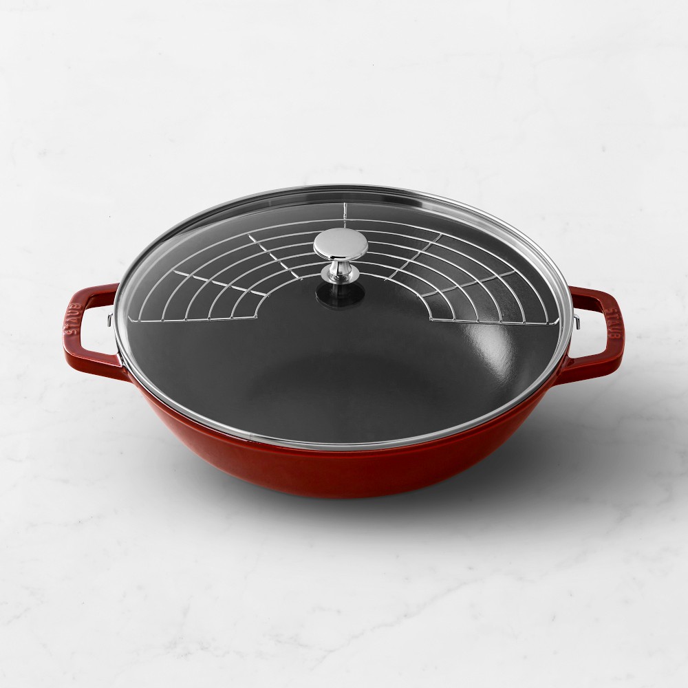 Staub Enameled Cast Iron Perfect Pan Wok, 4 1/2-Qt., Cranberry