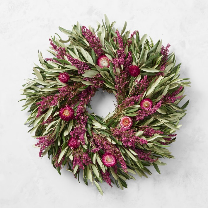 Fresh Olive & Heather Wreath, 18"