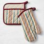 Williams Sonoma Autumn Stripe Oven Mitt & Potholder Set