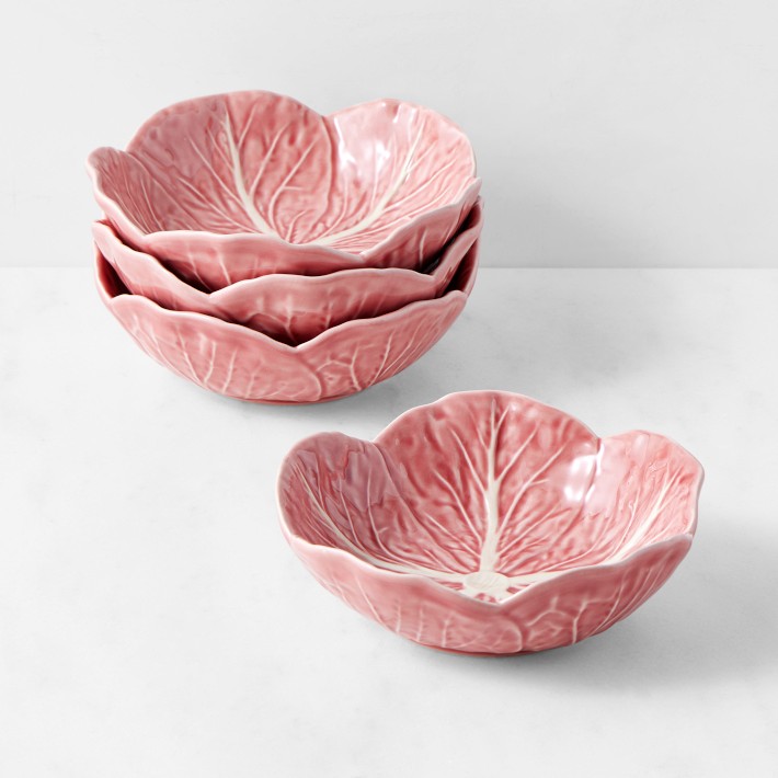 Bordallo Pinheiro Cabbage Bowls, Set of 4, Pink