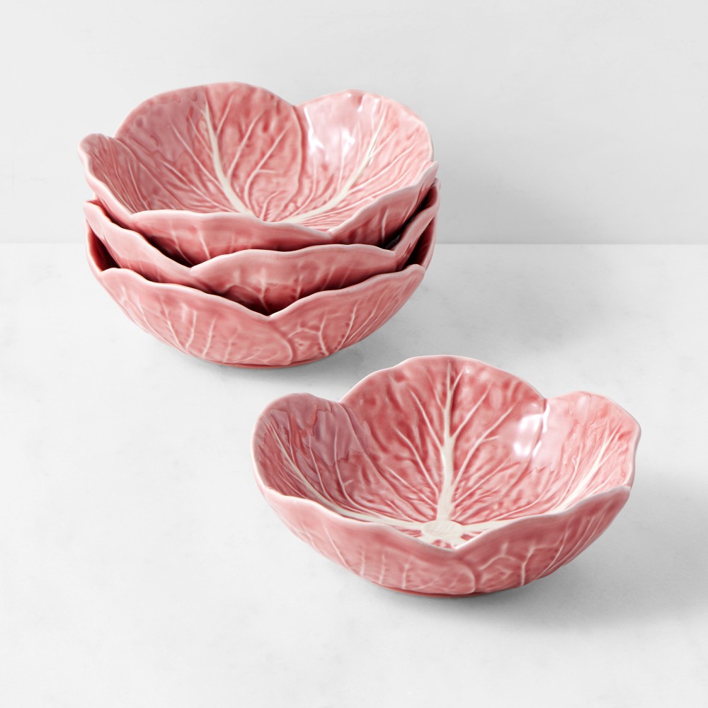Bordallo Pinheiro Cabbage Bowls, Set of 4, Pink