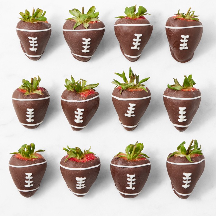 Football Chocolate Covered Strawberries, Set of 12