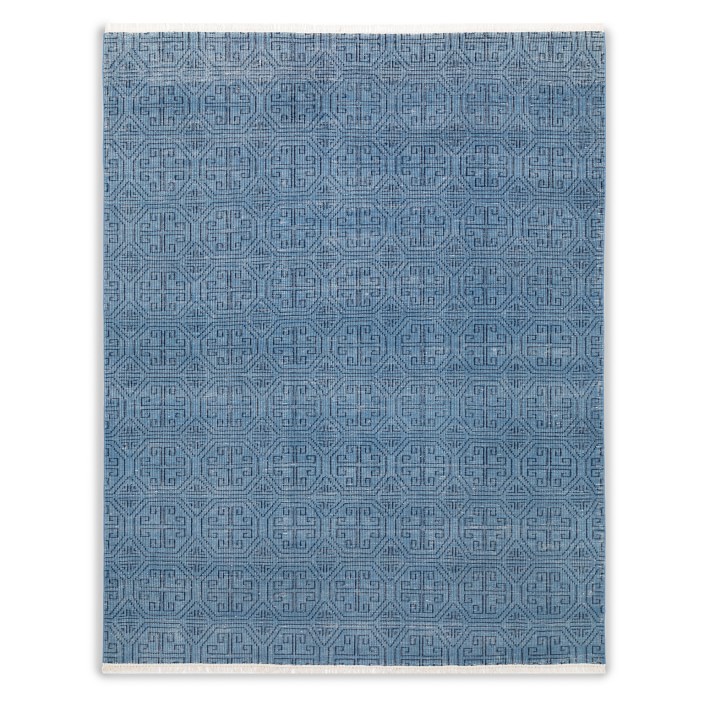 Weva Hand Knotted Rug, 8 X 10', Navy