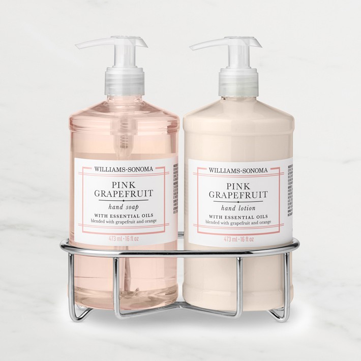 Williams Sonoma Pink Grapefruit Hand Soap & Lotion 3-Piece Kitchen Set, Classic, Stainless-Steel