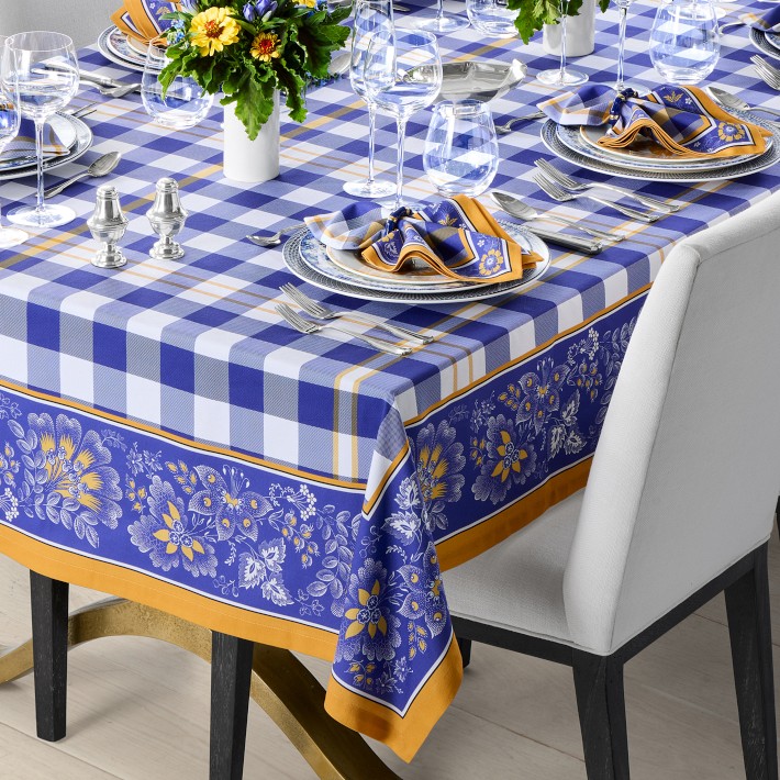 Gingham Floral Tablecloth, 70"x108"