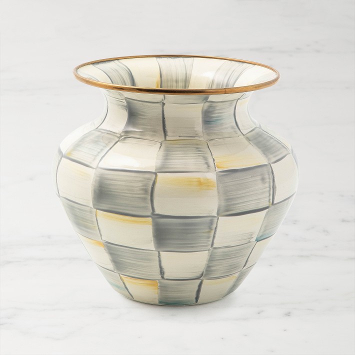 MacKenzie-Childs Sterling Check Enamel Vase