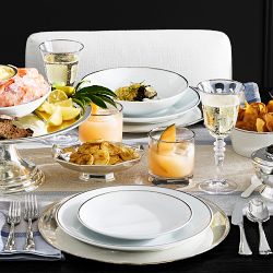 Pillivuyt Eventail Platinum Porcelain Salad Plates, Set of 4