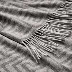 European Novelty Cashmere Throw, Greek Key, Steeple Grey