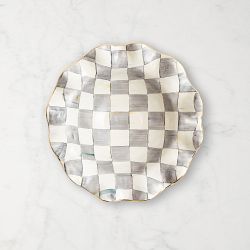 MacKenzie-Childs Sterling Check Ceramic Fluted Serving Bowl