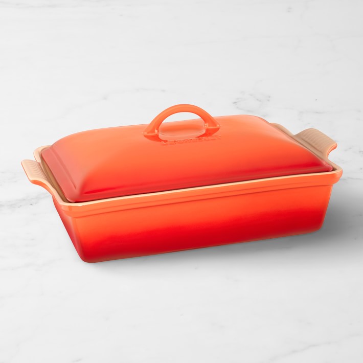 Le Creuset Heritage Stoneware Rectangular Covered Casserole, 4-Qt. - Flame