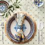 Sicily Ceramic Dinner Plates, Blue Rim