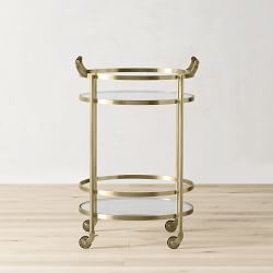 Truman Round Bar Cart, Antique Brass (20&quot;)