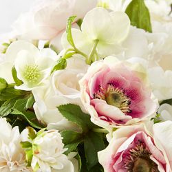 Famille Rose Faux Floral Arrangement in Table Runner Vase