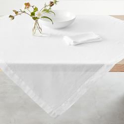 Italian Washed Linen Table Throw, 50" X 50", White