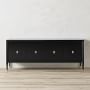 OPEN BOX: Lacourte Media Console, 66, Ebony, Wood, Antique Brass