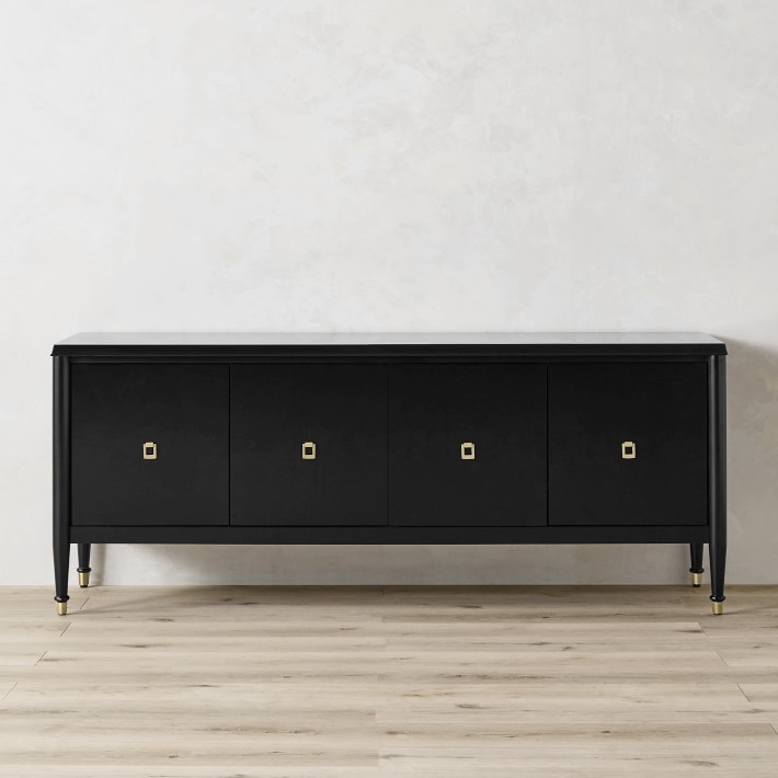 OPEN BOX: Lacourte Media Console, 66, Ebony, Wood, Antique Brass