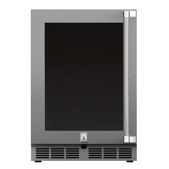 Hestan 24" Built In Outdoor Refrigerator, Glass Door, Left, Lock, Steeletto