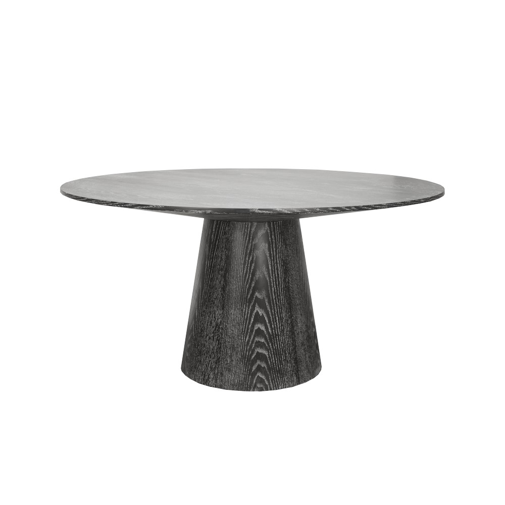 Tioga Round Dining Table, Black Cerused