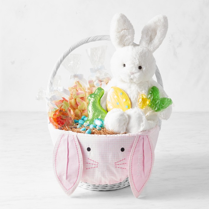 Pottery Barn Kids x Williams Sonoma Gingham Bunny Face Filled Easter Basket, Pink