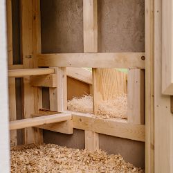Charming White Chicken Coop with Silver Metal Roof, Chicken Run, and Cedar Cupola