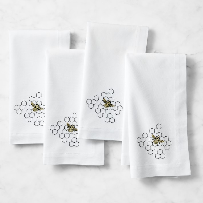 Bee Embroidered Napkins, Set of 4