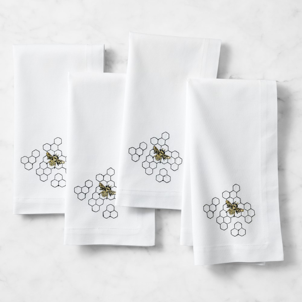 Bee Embroidered Napkins, Set of 4