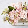 Faux Spring Rose &amp; Hydrangea Floral Arrangement, Tablerunner Vase