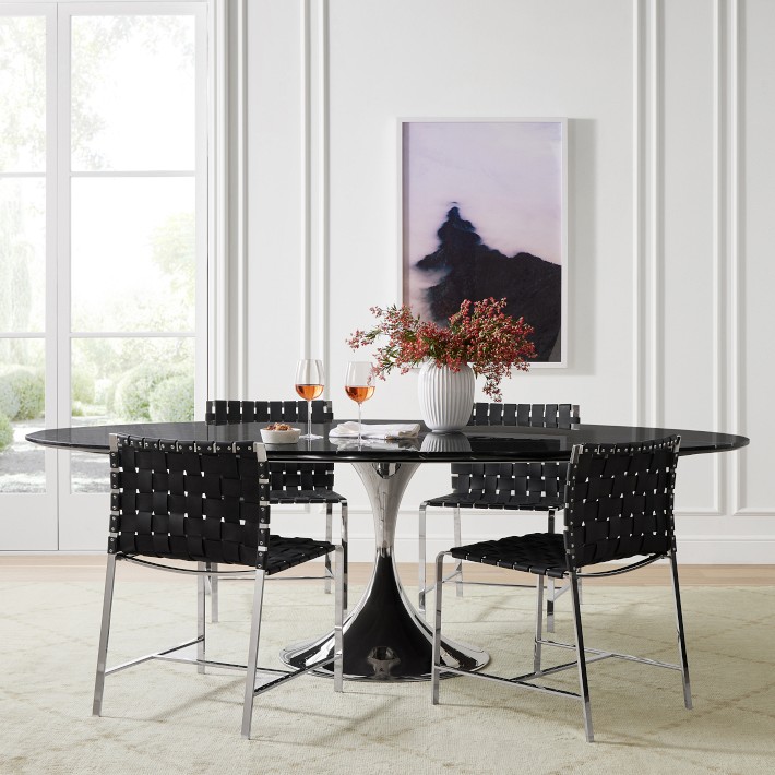 Tulip Oval Pedestal Dining Table 70" - Carrara Marble