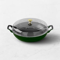 Staub Enameled Cast Iron Everything Braiser, 3 1/2-Qt., Basil with Brass Knob