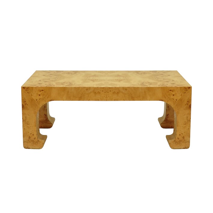 Holland Pagoda Coffee Table, Rectangular, Wood, Light Burled Wood